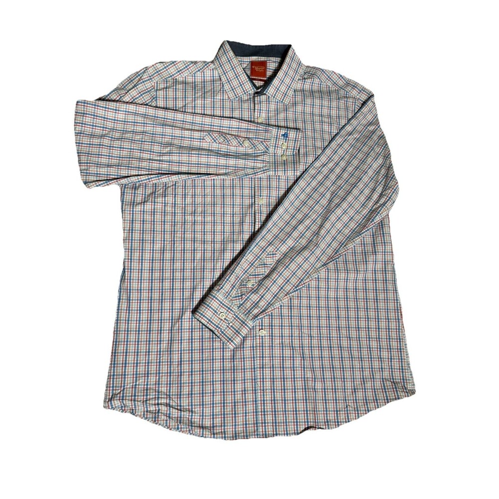 Original Penguin Button Up Mens 17 36/37 Plaid Slim Fit Cotton 90704 - Picture 2 of 9